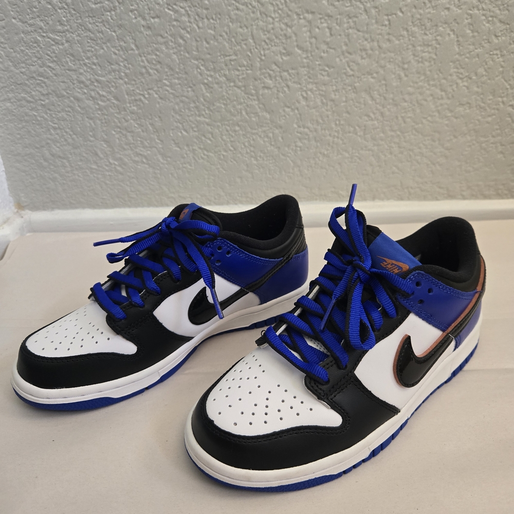 Nike Dunk Low SE in White, Black, and Racer Blue
